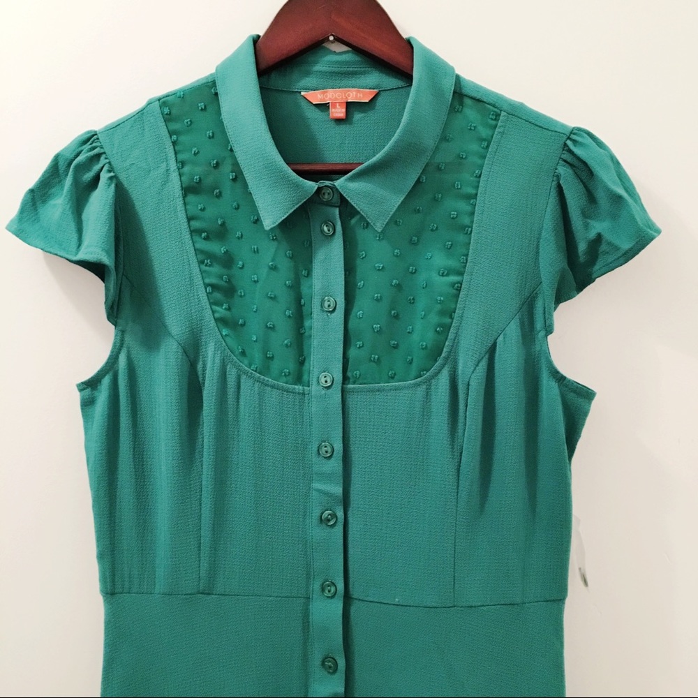 ModCloth Dapper Dance Partner Shirt Dress Jade - Picture 5 of 8